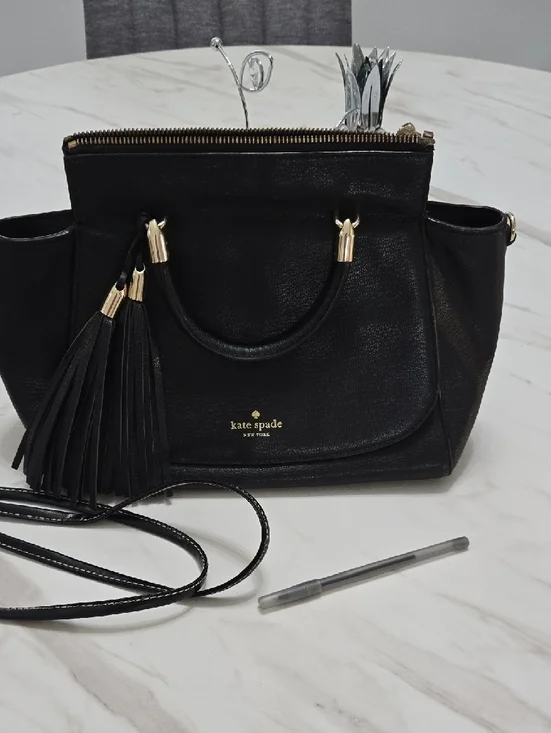 kate spade Black Leather Satchel with Gold Hardware and Tassel - Picture 9 of 10